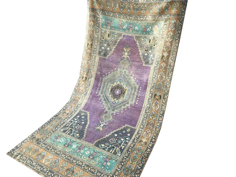 52×141 \"幸せの青い鳥\" ViNTAGE TURKiSH RUG Vintage Turkish Rug - 66